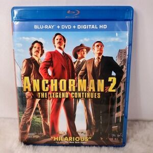 Anchorman 2 ( Blu-ray + DVD ) and Digital With Code - Mint!  3‎ disc set.